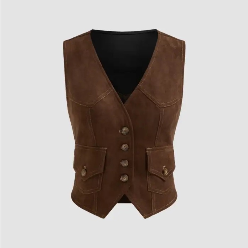 NEW WITH TAGS CIDER FAUX SUEDE VEST IN COFFEE